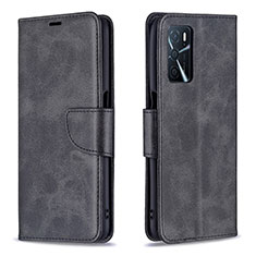 Funda de Cuero Cartera con Soporte Carcasa B04F para Oppo A16 Negro