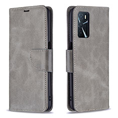 Funda de Cuero Cartera con Soporte Carcasa B04F para Oppo A16s Gris