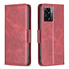 Funda de Cuero Cartera con Soporte Carcasa B04F para Oppo A56S 5G Rojo