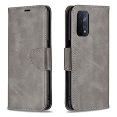 Funda de Cuero Cartera con Soporte Carcasa B04F para Oppo A74 5G Gris