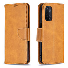 Funda de Cuero Cartera con Soporte Carcasa B04F para Oppo A74 5G Marron Claro