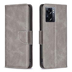 Funda de Cuero Cartera con Soporte Carcasa B04F para Oppo A77 5G Gris