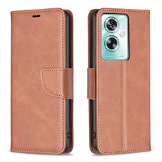 Funda de Cuero Cartera con Soporte Carcasa B04F para Oppo A79 5G Marron