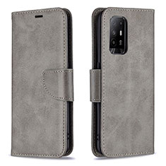 Funda de Cuero Cartera con Soporte Carcasa B04F para Oppo A94 5G Gris