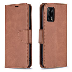 Funda de Cuero Cartera con Soporte Carcasa B04F para Oppo A95 4G Marron