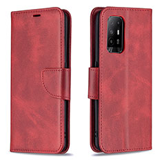 Funda de Cuero Cartera con Soporte Carcasa B04F para Oppo A95 5G Rojo