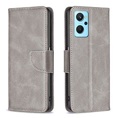 Funda de Cuero Cartera con Soporte Carcasa B04F para Oppo A96 4G Gris