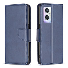 Funda de Cuero Cartera con Soporte Carcasa B04F para Oppo A96 5G Azul