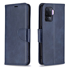 Funda de Cuero Cartera con Soporte Carcasa B04F para Oppo F19 Pro Azul