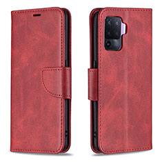 Funda de Cuero Cartera con Soporte Carcasa B04F para Oppo F19 Pro Rojo