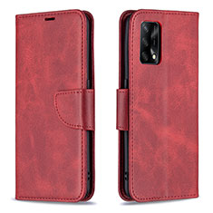 Funda de Cuero Cartera con Soporte Carcasa B04F para Oppo F19 Rojo