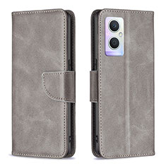 Funda de Cuero Cartera con Soporte Carcasa B04F para Oppo F21 Pro 5G Gris