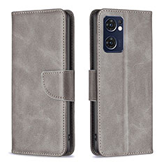 Funda de Cuero Cartera con Soporte Carcasa B04F para Oppo Find X5 Lite 5G Gris