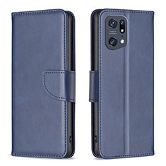 Funda de Cuero Cartera con Soporte Carcasa B04F para Oppo Find X5 Pro 5G Azul