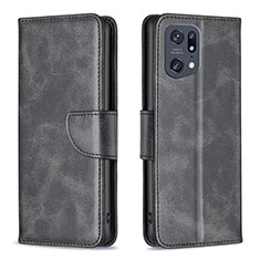 Funda de Cuero Cartera con Soporte Carcasa B04F para Oppo Find X5 Pro 5G Negro