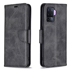 Funda de Cuero Cartera con Soporte Carcasa B04F para Oppo Reno5 Lite Negro