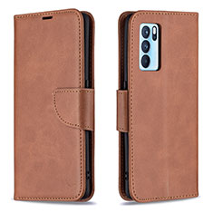 Funda de Cuero Cartera con Soporte Carcasa B04F para Oppo Reno6 Pro 5G India Marron