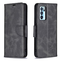 Funda de Cuero Cartera con Soporte Carcasa B04F para Oppo Reno6 Pro 5G India Negro