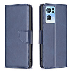 Funda de Cuero Cartera con Soporte Carcasa B04F para Oppo Reno7 Pro 5G Azul