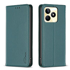 Funda de Cuero Cartera con Soporte Carcasa B04F para Realme C67 Verde