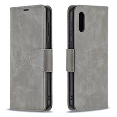 Funda de Cuero Cartera con Soporte Carcasa B04F para Samsung Galaxy A02 Gris