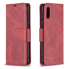 Funda de Cuero Cartera con Soporte Carcasa B04F para Samsung Galaxy A02 Rojo