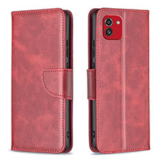 Funda de Cuero Cartera con Soporte Carcasa B04F para Samsung Galaxy A03 Rojo