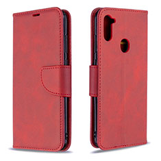 Funda de Cuero Cartera con Soporte Carcasa B04F para Samsung Galaxy A11 Rojo