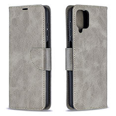 Funda de Cuero Cartera con Soporte Carcasa B04F para Samsung Galaxy A12 Nacho Gris