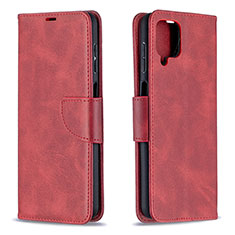 Funda de Cuero Cartera con Soporte Carcasa B04F para Samsung Galaxy A12 Nacho Rojo