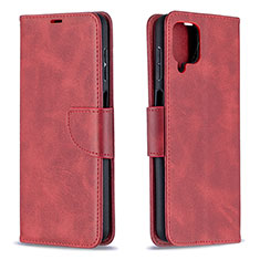 Funda de Cuero Cartera con Soporte Carcasa B04F para Samsung Galaxy A12 Rojo