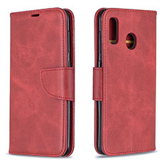 Funda de Cuero Cartera con Soporte Carcasa B04F para Samsung Galaxy A20 Rojo