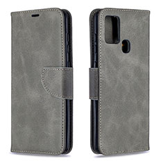 Funda de Cuero Cartera con Soporte Carcasa B04F para Samsung Galaxy A21s Gris