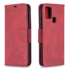 Funda de Cuero Cartera con Soporte Carcasa B04F para Samsung Galaxy A21s Rojo