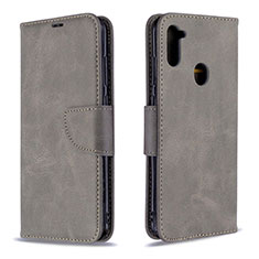 Funda de Cuero Cartera con Soporte Carcasa B04F para Samsung Galaxy M11 Gris