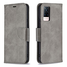 Funda de Cuero Cartera con Soporte Carcasa B04F para Vivo V21 5G Gris