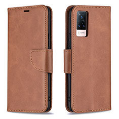 Funda de Cuero Cartera con Soporte Carcasa B04F para Vivo V21 5G Marron