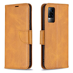 Funda de Cuero Cartera con Soporte Carcasa B04F para Vivo V21e 4G Marron Claro