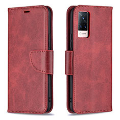 Funda de Cuero Cartera con Soporte Carcasa B04F para Vivo V21s 5G Rojo