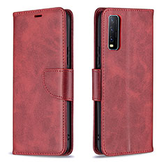 Funda de Cuero Cartera con Soporte Carcasa B04F para Vivo Y12s (2021) Rojo