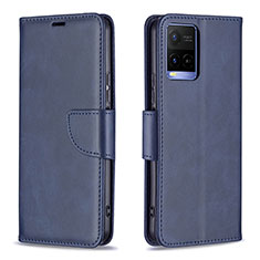 Funda de Cuero Cartera con Soporte Carcasa B04F para Vivo Y21 Azul