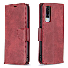 Funda de Cuero Cartera con Soporte Carcasa B04F para Vivo Y31 (2021) Rojo