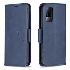 Funda de Cuero Cartera con Soporte Carcasa B04F para Vivo Y73 (2021) Azul