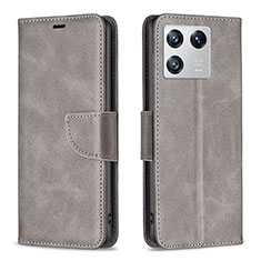 Funda de Cuero Cartera con Soporte Carcasa B04F para Xiaomi Mi 13 Pro 5G Gris