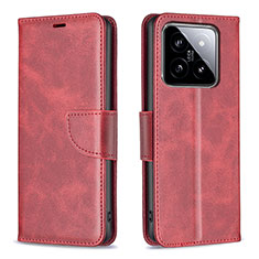 Funda de Cuero Cartera con Soporte Carcasa B04F para Xiaomi Mi 14 5G Rojo