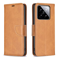 Funda de Cuero Cartera con Soporte Carcasa B04F para Xiaomi Mi 14 Pro 5G Marron Claro