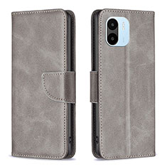 Funda de Cuero Cartera con Soporte Carcasa B04F para Xiaomi Poco C51 Gris