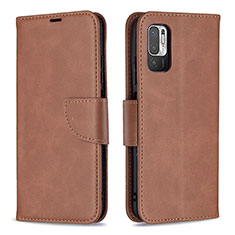 Funda de Cuero Cartera con Soporte Carcasa B04F para Xiaomi POCO M3 Pro 5G Marron