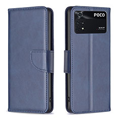 Funda de Cuero Cartera con Soporte Carcasa B04F para Xiaomi Poco M4 Pro 4G Azul