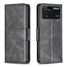 Funda de Cuero Cartera con Soporte Carcasa B04F para Xiaomi Poco M4 Pro 4G Negro